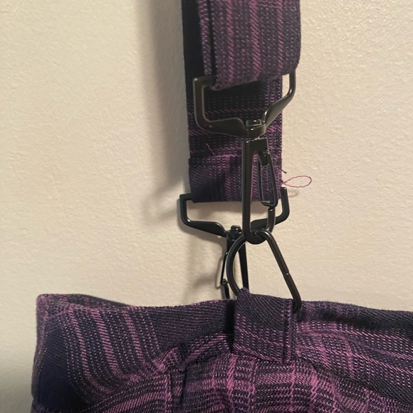 Sweet A-Line Decorative Strap Purple Plaid Pleated Mini Skirt - Picture 5 of 5